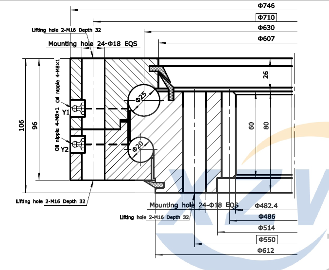 Slewing bearing clearance XZWD